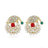 Christmas alloy rhinestone Christmas hat, snowflake bell earrings