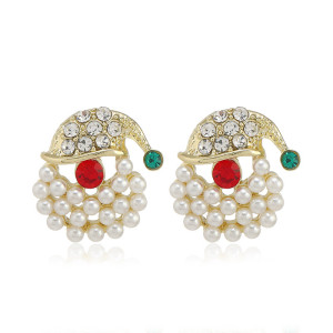 Christmas alloy rhinestone Christmas hat, snowflake bell earrings
