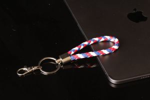 Knitted leather keychain