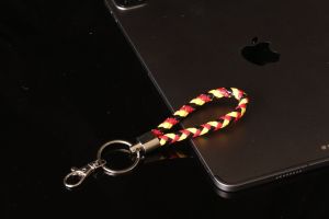 Knitted leather keychain
