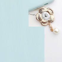 20MM Pearl rhinestone Camellia Alloy  snap button charms