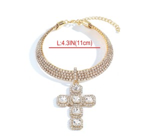 Creative temperament cross set diamond pendant design necklace
