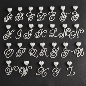 Hip hop diamond studded letter pendant, heart-shaped LOVE Cuban necklace