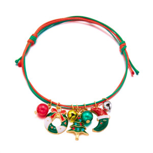 Christmas Bracelet Fashion Handmade Christmas Tree Elk Cane Bell Pendant Bracelet