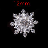 12MM Christmas Snowflakes metal silver plated snap charms