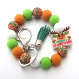 Silicone cartoon Christmas reindeer boots bracelet tassel bracelet keychain