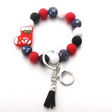 Silicone cartoon Christmas reindeer boots bracelet tassel bracelet keychain