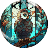 20MM 10Pcs/lot owl Print glass snap button charms