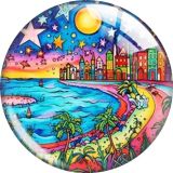 20MM 10pcs/lot Colorful Canvas  Cartoon  glass snap button charms