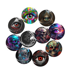 20MM 10Pcs/lot Halloween Print glass snap button charms