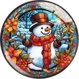 20MM 10Pcs/lot Christmas Snowman Print glass snaps buttons  DIY jewelry