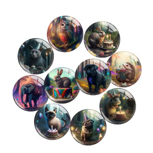 20MM 10Pcs/lot Christmas Print glass snaps buttons  DIY jewelry