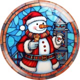 20MM 10Pcs/lot Christmas Snowman Print glass snaps buttons  DIY jewelry