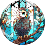 20MM 10Pcs/lot owl Print glass snap button charms
