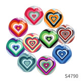 20MM 10pcs/lot Valentine's Day Love Print glass snap button charms