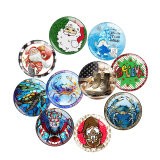 20MM 10Pcs/lot Christmas Print glass snap button charms