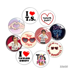20MM 10pcs/lot I love Taylor Swift glass snap button charms