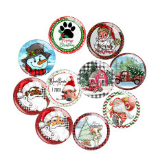 20MM 10Pcs/lot Christmas Print glass snap button charms