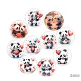 20MM 10pcs/lot panda Print glass snap button charms