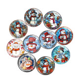 20MM 10Pcs/lot Christmas Snowman Print glass snaps buttons  DIY jewelry