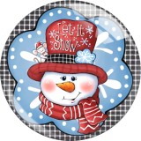 20MM 10Pcs/lot Christmas Snowman Print glass snaps buttons  DIY jewelry