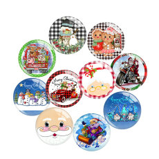 20MM 10Pcs/lot Christmas Print glass snap button charms