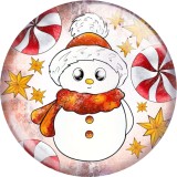 20MM 10Pcs/lot Christmas Snowman Print glass snaps buttons  DIY jewelry