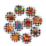 20MM 10Pcs/lot Turkey Thanksgiving Print glass snap button charms