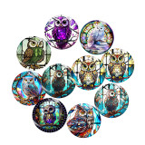 20MM 10Pcs/lot owl Print glass snap button charms