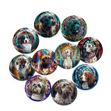 20MM 10Pcs/lot dog Print glass snap button charms