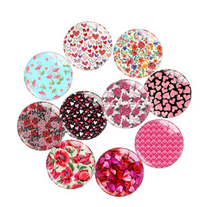 20MM 10Pcs/lot  love flower Print glass snaps buttons  DIY jewelry