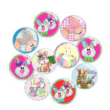 20MM 10Pcs/lot Easter Bunny Print glass snap button charms