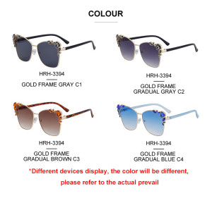 Fashion Box Sunshade Cat Eye with Diamond Sunglasses