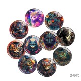20MM 10pcs/lot cat Print glass snap button charms