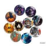 20MM 10pcs/lot cat Print glass snap button charms