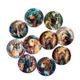 20MM 10Pcs/lot dog Print glass snap button charms