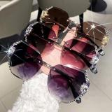 Diamond studded crystal frameless UV resistant sunglasses