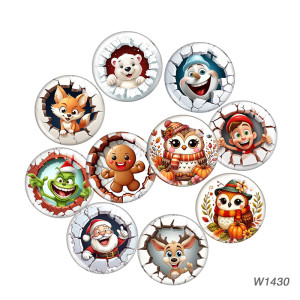 20MM 10pcs/lot Christmas Cartoon  glass snap button charms