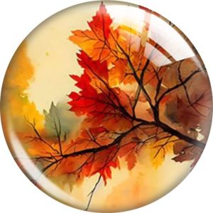 20MM 10pcs/lot Thanksgiving Maple Leaf Tree glass snap button charms
