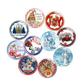20MM 10Pcs/lot Christmas Print glass snap button charms