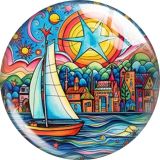 20MM 10pcs/lot Colorful Canvas  Cartoon  glass snap button charms