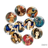 20MM 10pcs/lot GIRL Art lady Print glass snap button charms