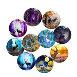 20MM 10Pcs/lot Elk Print glass snap button charms
