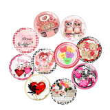 20MM 10Pcs/lot Valentine's Day Love Print glass snap button charms