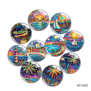 20MM 10pcs/lot Colorful Canvas  Cartoon  glass snap button charms