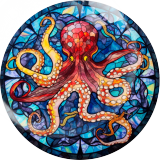 20MM 10Pcs/lot marine organism Print glass snap button charms
