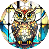 20MM 10Pcs/lot owl Print glass snap button charms