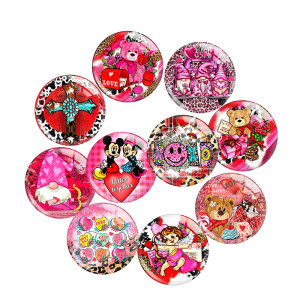 20MM 10Pcs/lot Valentine's Day Love Print glass snaps buttons  DIY jewelry