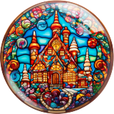 20MM 10Pcs/lot Christmas Print glass snap button charms