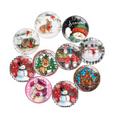 20MM 10Pcs/lot Christmas Print glass snap button charms